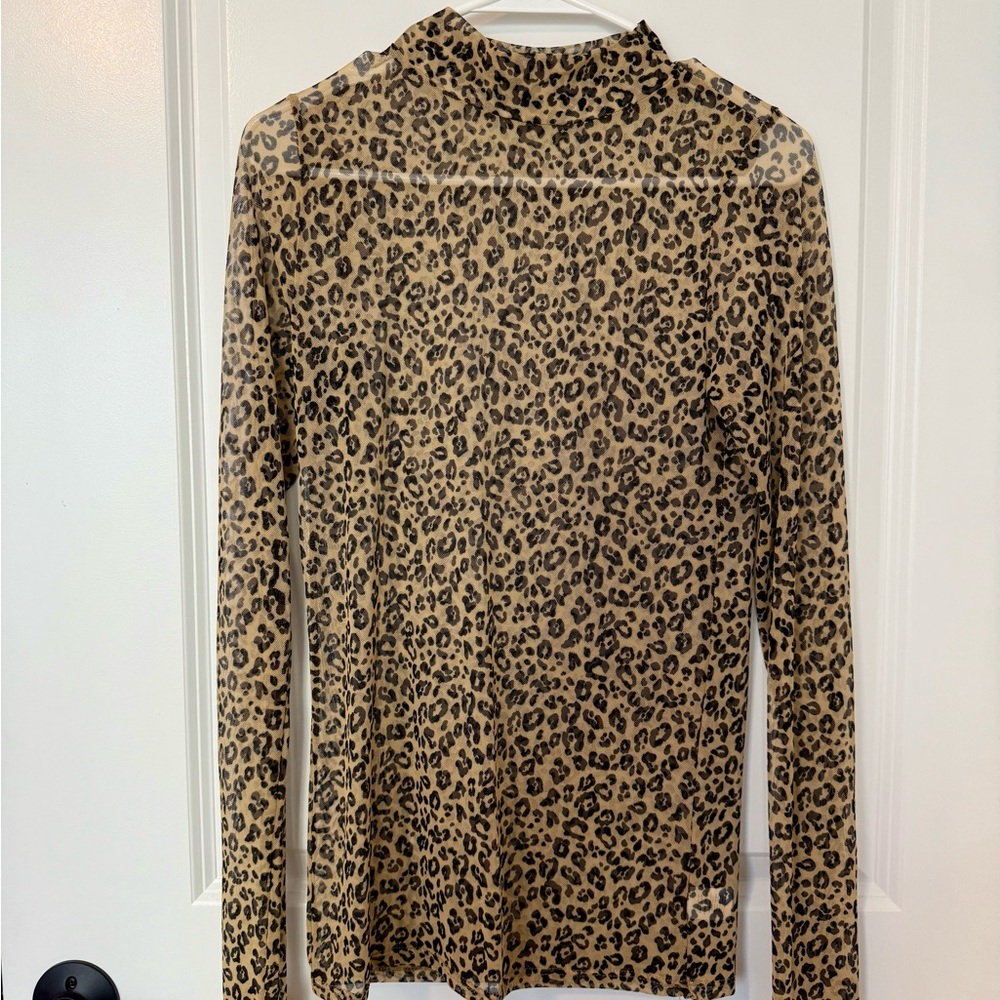 Antistar see through Leopard Print Long Sleeve Top
